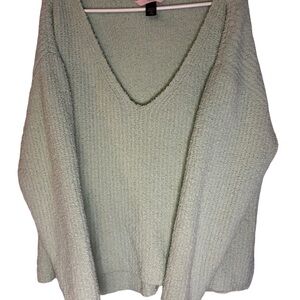 Victoria’s Secret Heavenly M Fuzzy Teddy V-Neck Sweater Mint Cozy